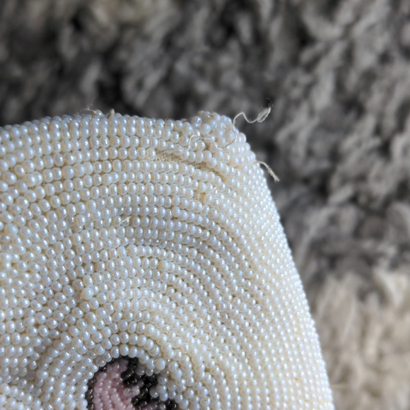 VTG Vintage French beaded bag, floral print - Picture 16 of 17